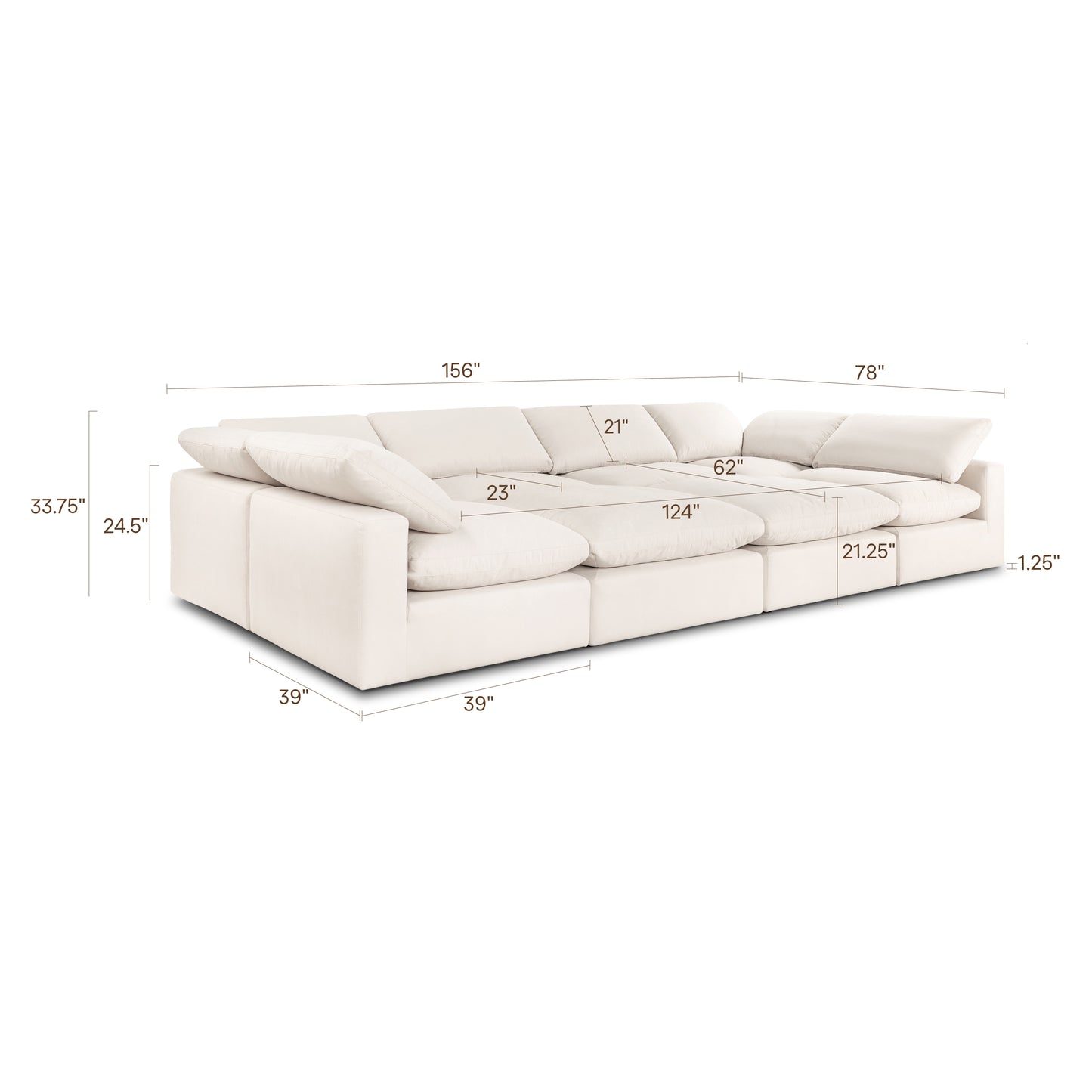 Aspen 157" Modular 8-Piece Pit Lounge Sectional | Linen White