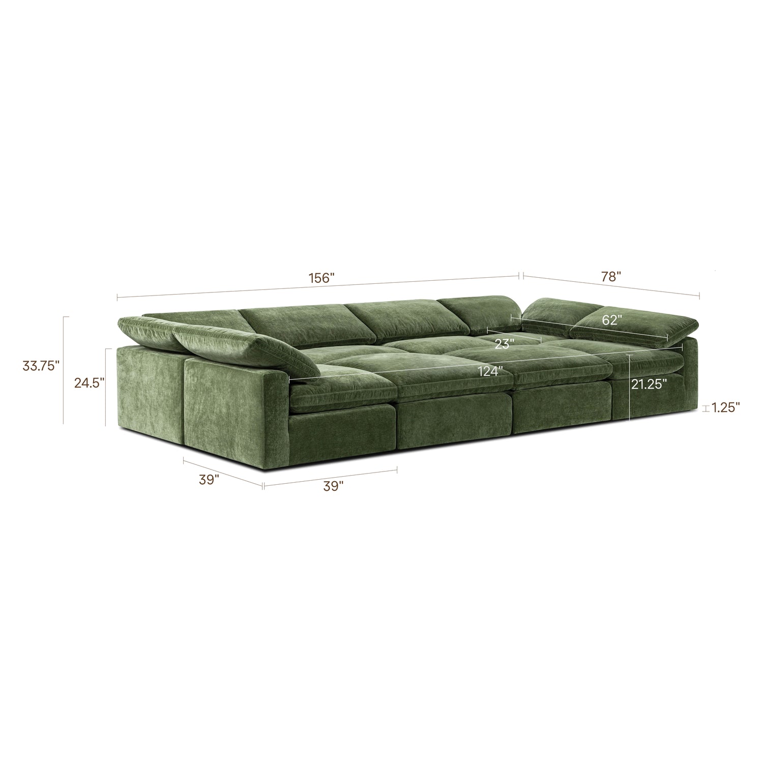 8-Seat Aspen Modular Master Pit-Sectional | Sagano Green 