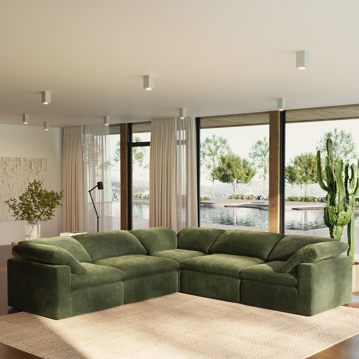 5-Seat Aspen Modular Corner-Sectional | Sagano Green lifestyle_image