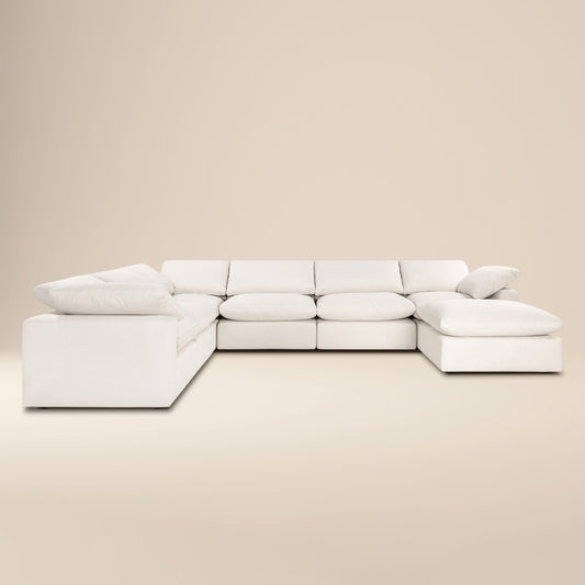 Aspen 157" Modular 7-Piece L-Shaped Sectional with Chaise | Linen White