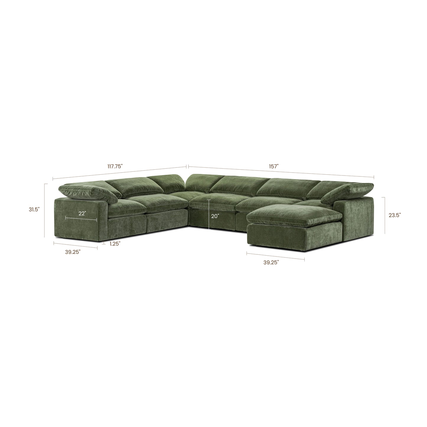 7-Seat Aspen Modular Sectional | Sagano Green