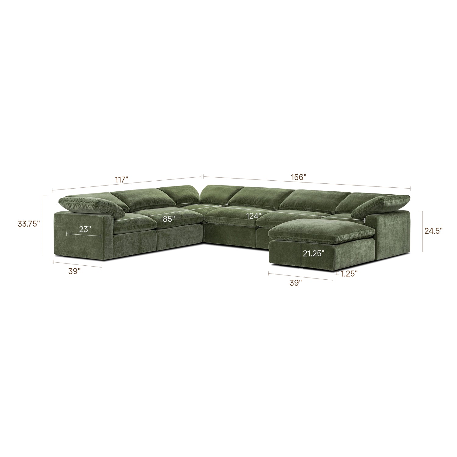 7-Seat Aspen Modular Sectional | Sagano Green 