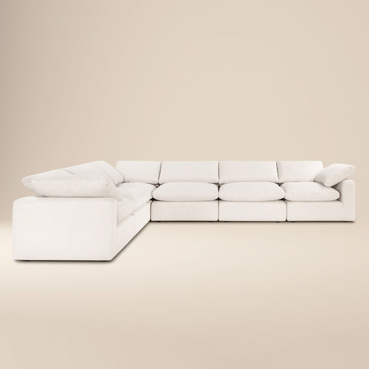 Aspen 157" Modular 6-Piece L-Shaped Sectional | Linen White