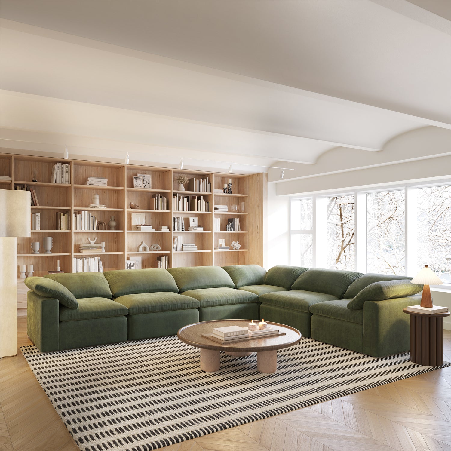 6-Seat Aspen Modular Corner-Sectional | Sagano Green 