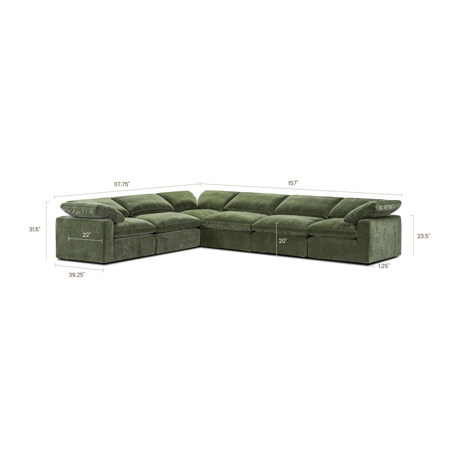 6-Seat Aspen Modular Corner-Sectional | Sagano Green