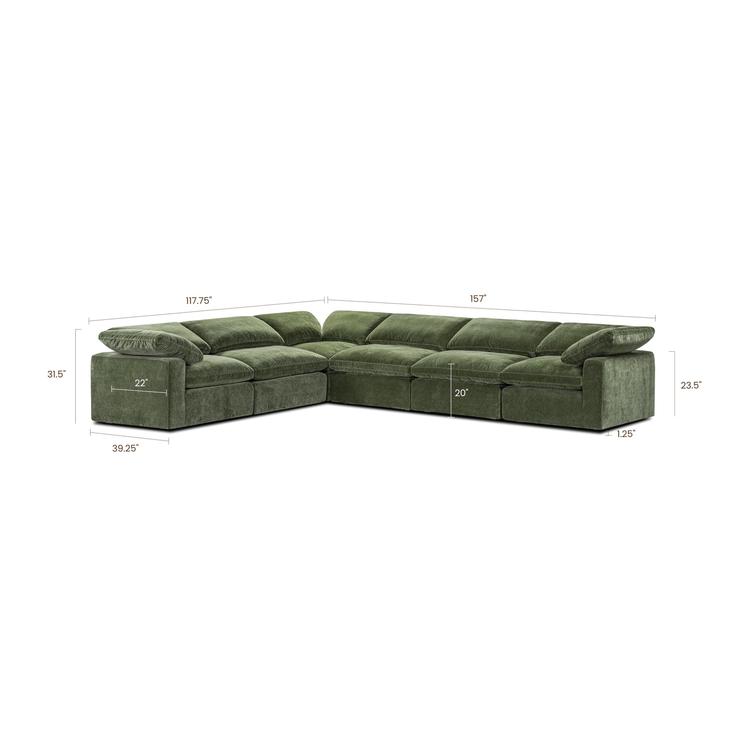 6-Seat Aspen Modular Corner-Sectional | Sagano Green 