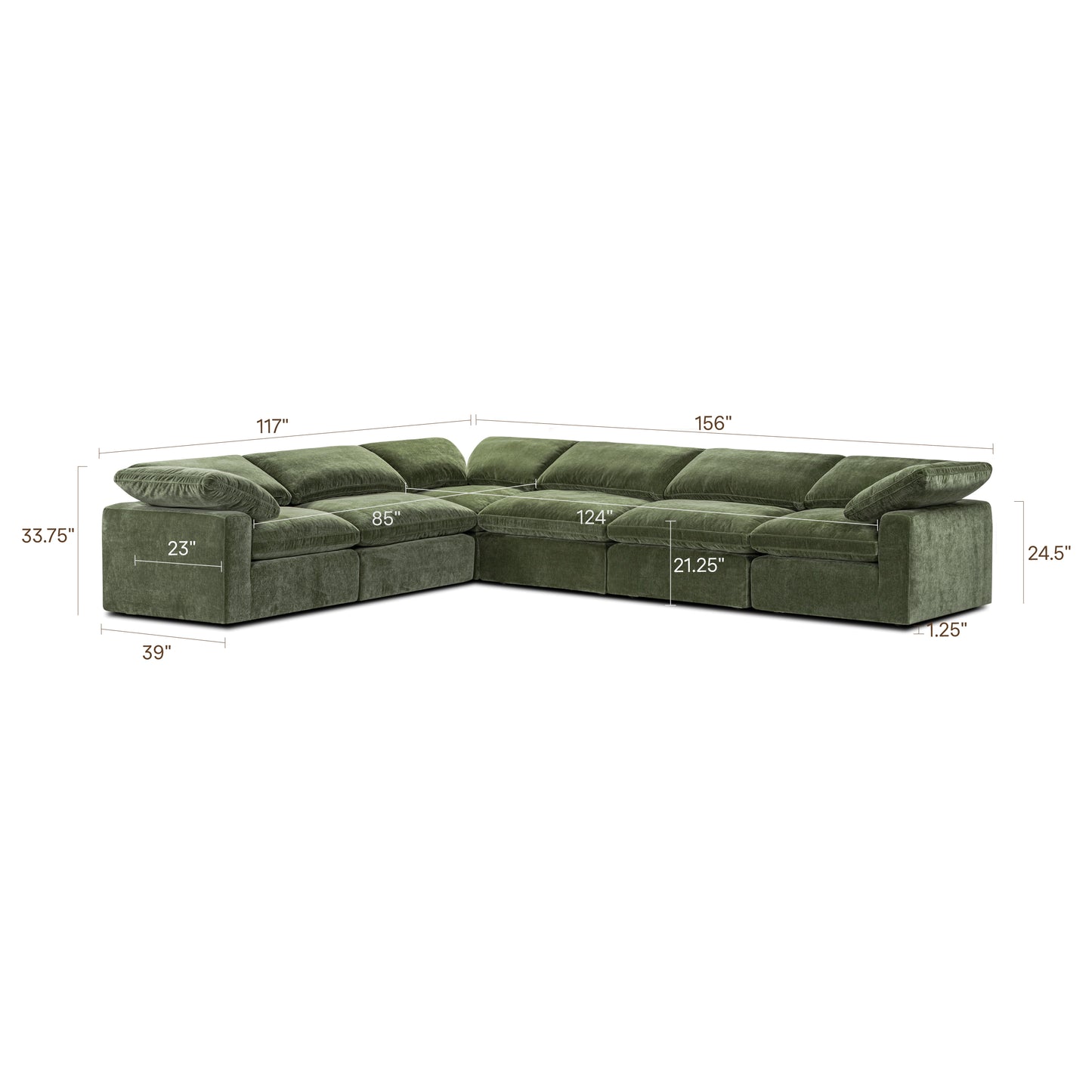 6-Seat Aspen Modular Corner-Sectional | Sagano Green