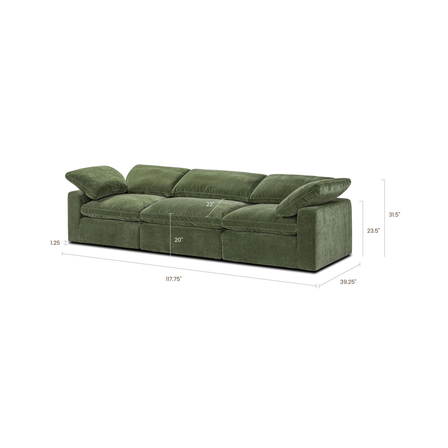 3-Seat Aspen Modular Sofa | Sagano Green
