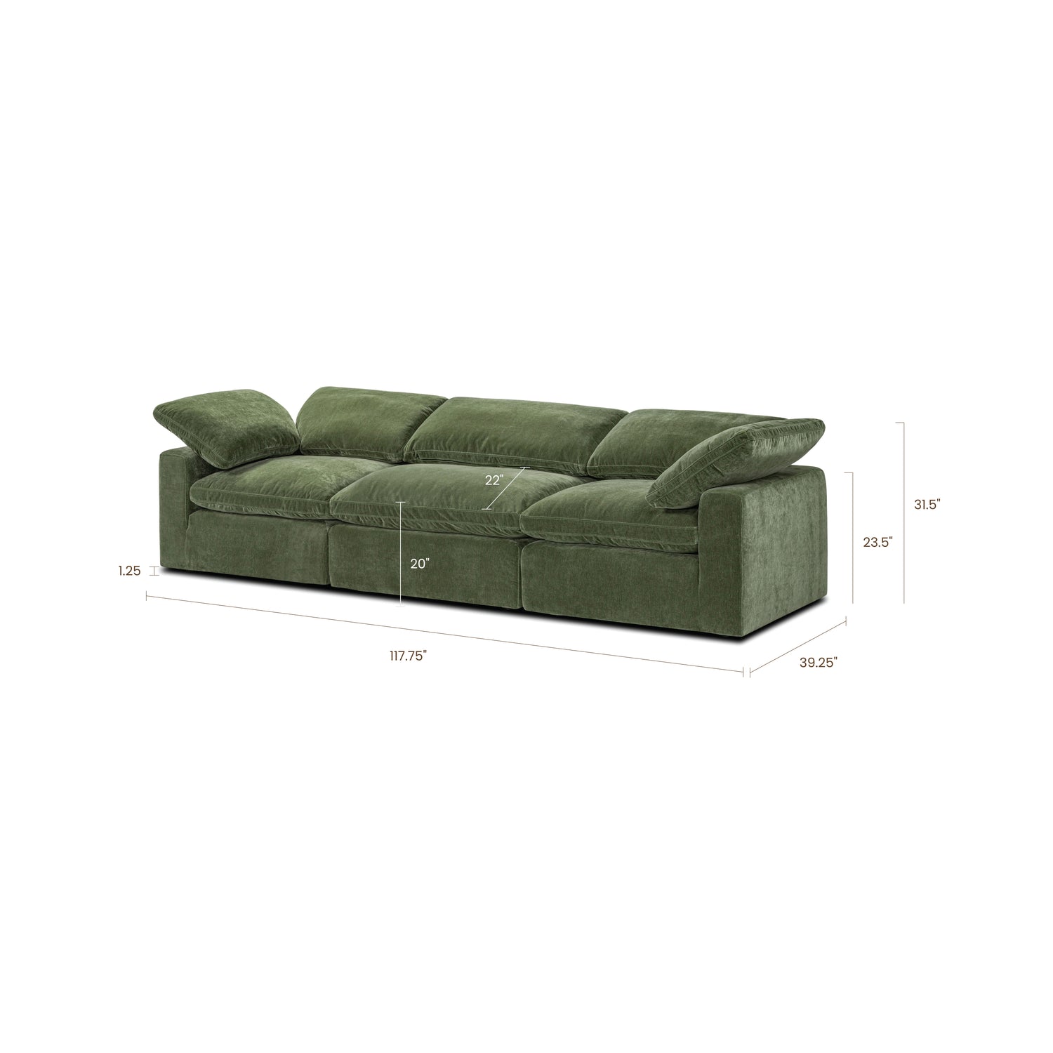 3-Seat Aspen Modular Sofa | Sagano Green 