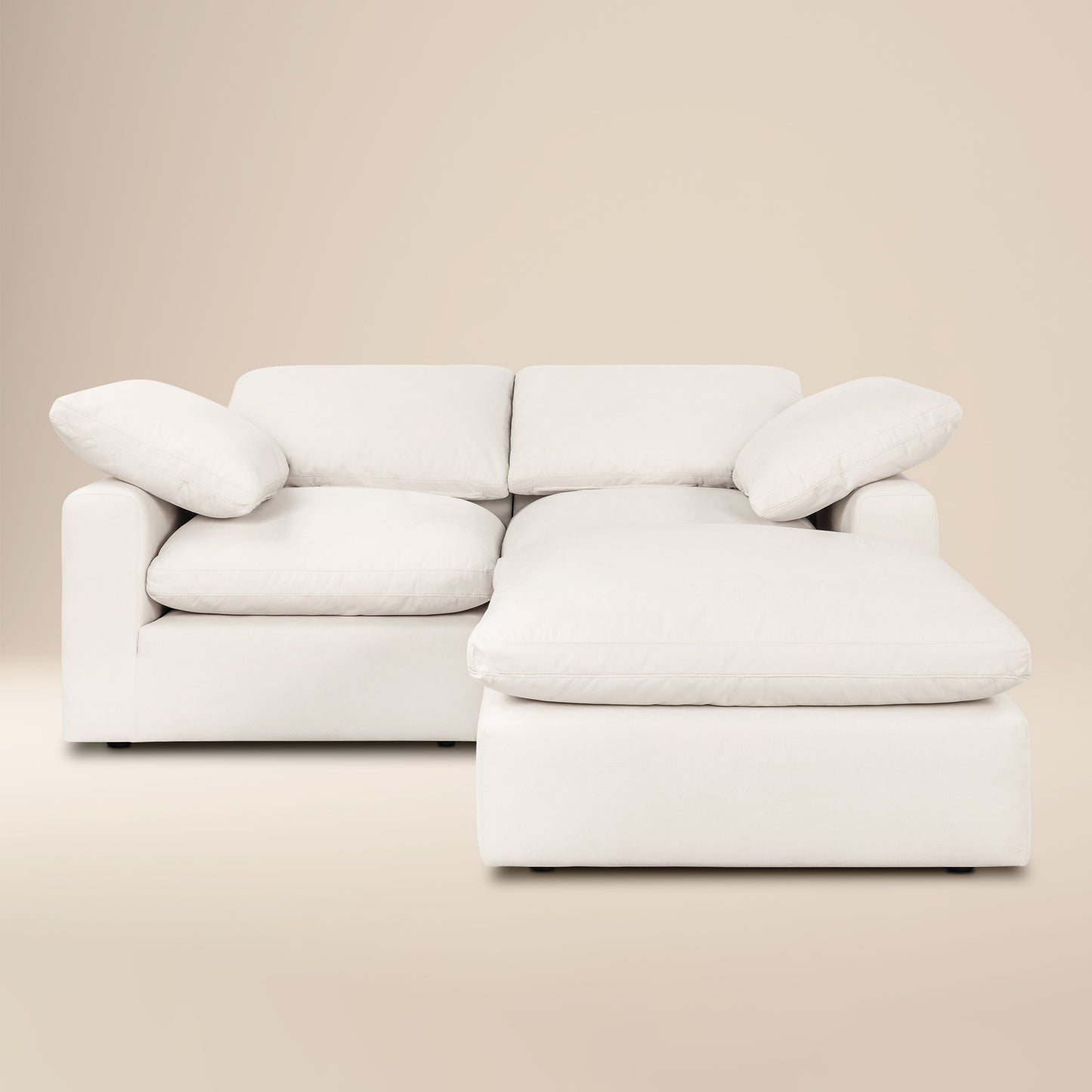 Aspen 78.5" Modular 3-Piece L-Shaped Sectional with Reversible Ottoman | Linen White