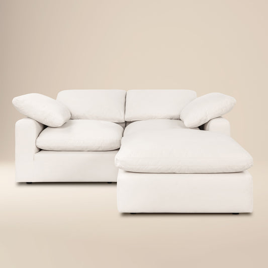 Aspen 78.5" Modular 3-Piece L-Shaped Sectional with Reversible Ottoman | Linen White