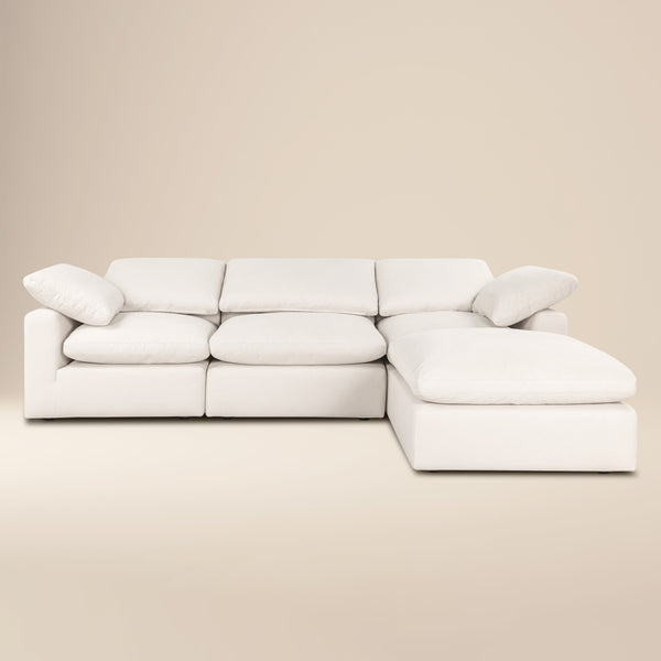 Aspen 118" Modular 4-Piece L-Shaped Sectional with Reversible Ottoman | Linen White