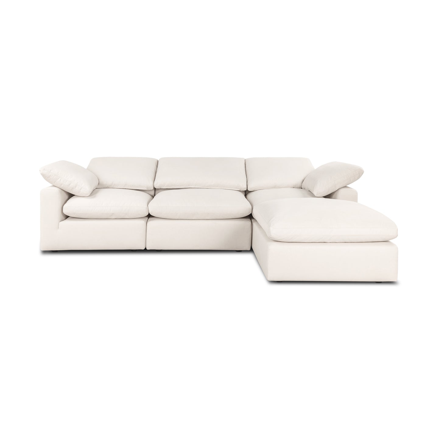 Aspen 118" Modular 4-Piece L-Shaped Sectional with Reversible Ottoman | Linen White