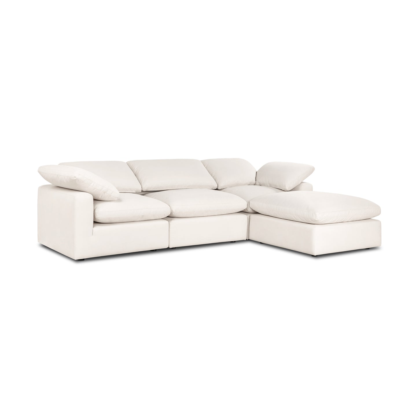 Aspen 118" Modular 4-Piece L-Shaped Sectional with Reversible Ottoman | Linen White