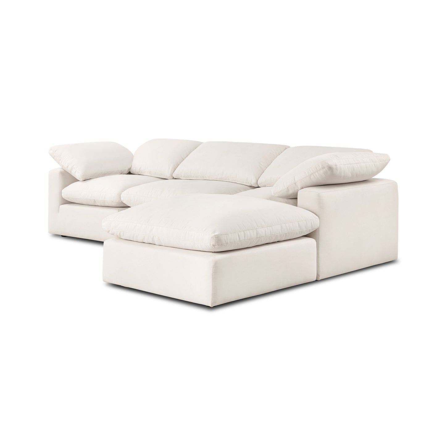 Aspen 118" Modular 4-Piece L-Shaped Sectional with Reversible Ottoman | Linen White