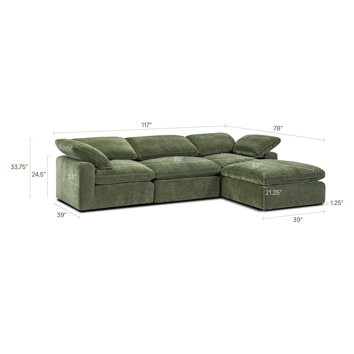 4-Seat Aspen Modular Sectional | Sagano Green