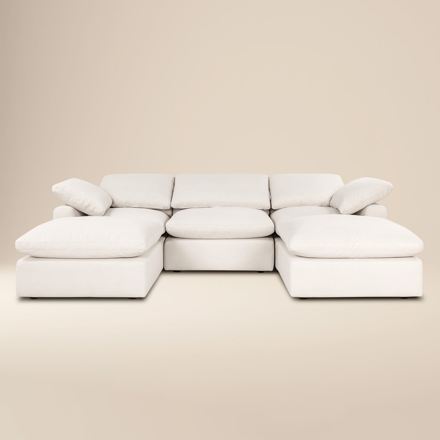Aspen 118" Modular 5-Piece U-Shaped Double Chaise Sectional | Linen White