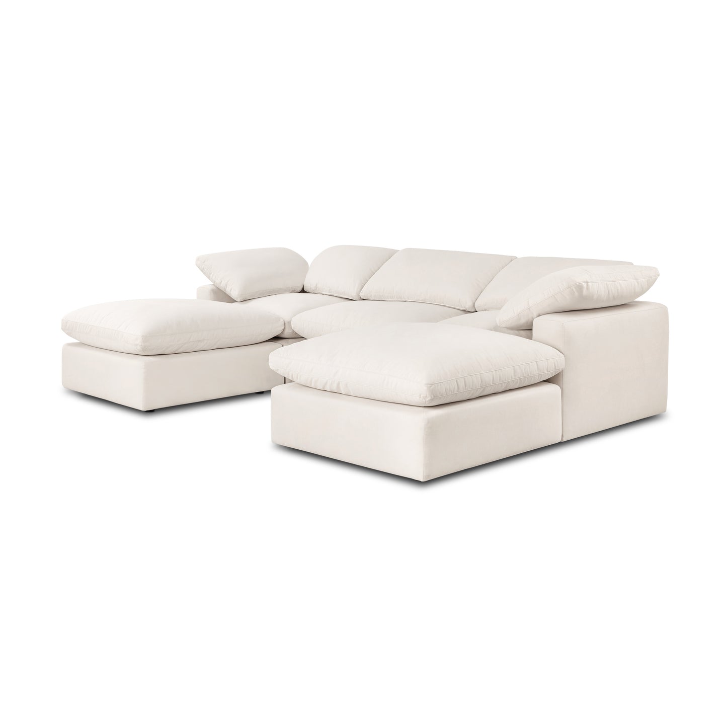 Aspen 118" Modular 5-Piece U-Shaped Double Chaise Sectional | Linen White