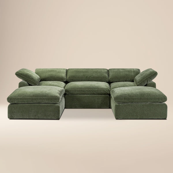 5-Seat Aspen Modular Double Chaise Sectional | Sagano Green