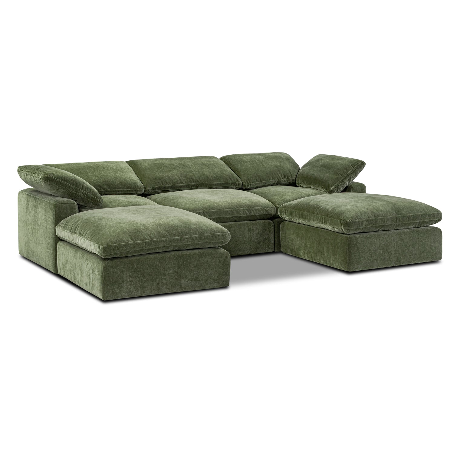 5-Seat Aspen Modular Double Chaise Sectional | Sagano Green 