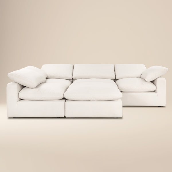 Aspen 118" Modular 5-Piece Pit Lounge Sectional | Linen White