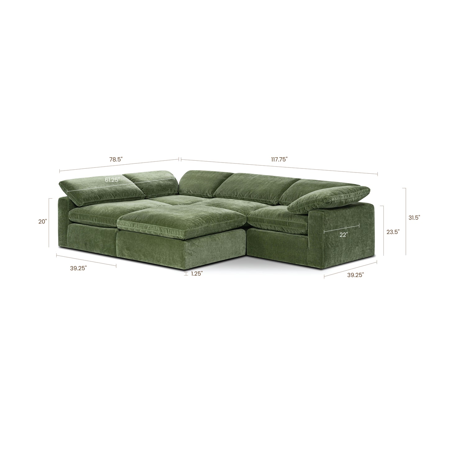 5-Seat Aspen Modular Sectional | Sagano Green