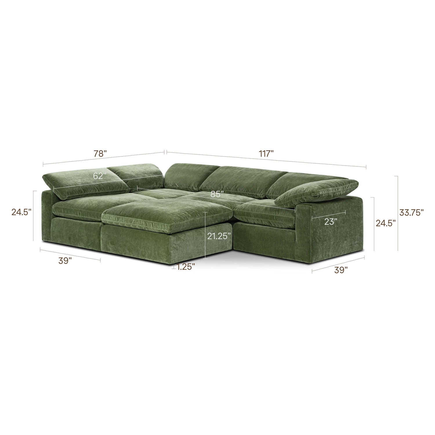 5-Seat Aspen Modular Sectional | Sagano Green 