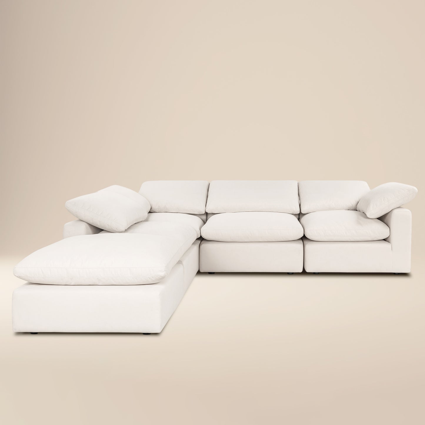 Aspen 118" Modular 5-Piece Reversible L-Shaped Sectional | Linen White