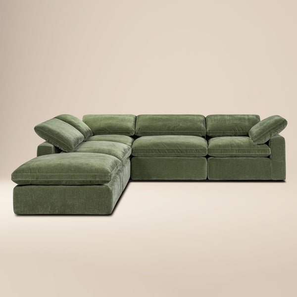 5-Seat Aspen Modular Chaise Sectional | Sagano Green