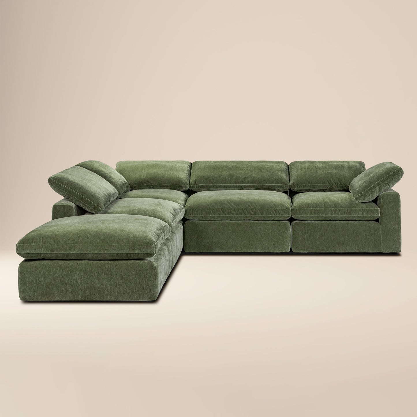 5-Seat Aspen Modular Chaise Sectional | Sagano Green