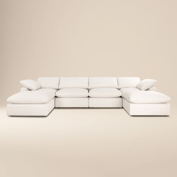 Aspen 157" Modular 6-Piece U-Shaped Double Chaise Sectional | Linen White