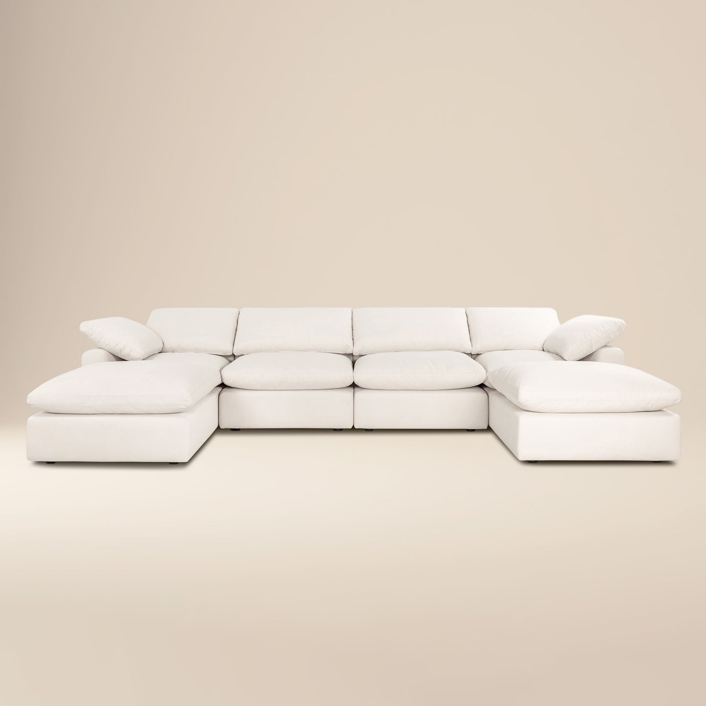 Aspen 157" Modular 6-Piece U-Shaped Double Chaise Sectional | Linen White