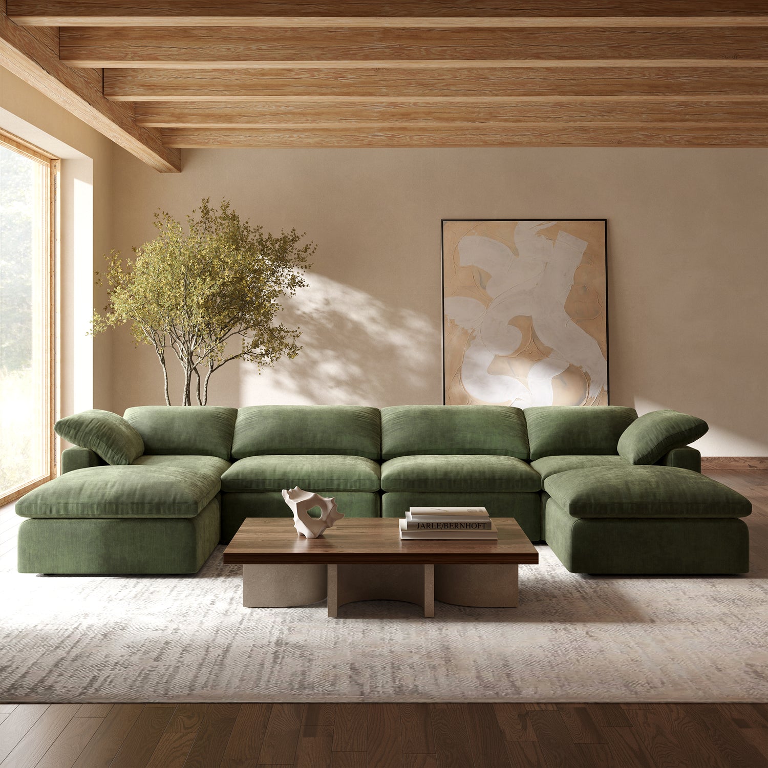 6-Seat Aspen Modular U-Sectional | Sagano Green lifestyle_image