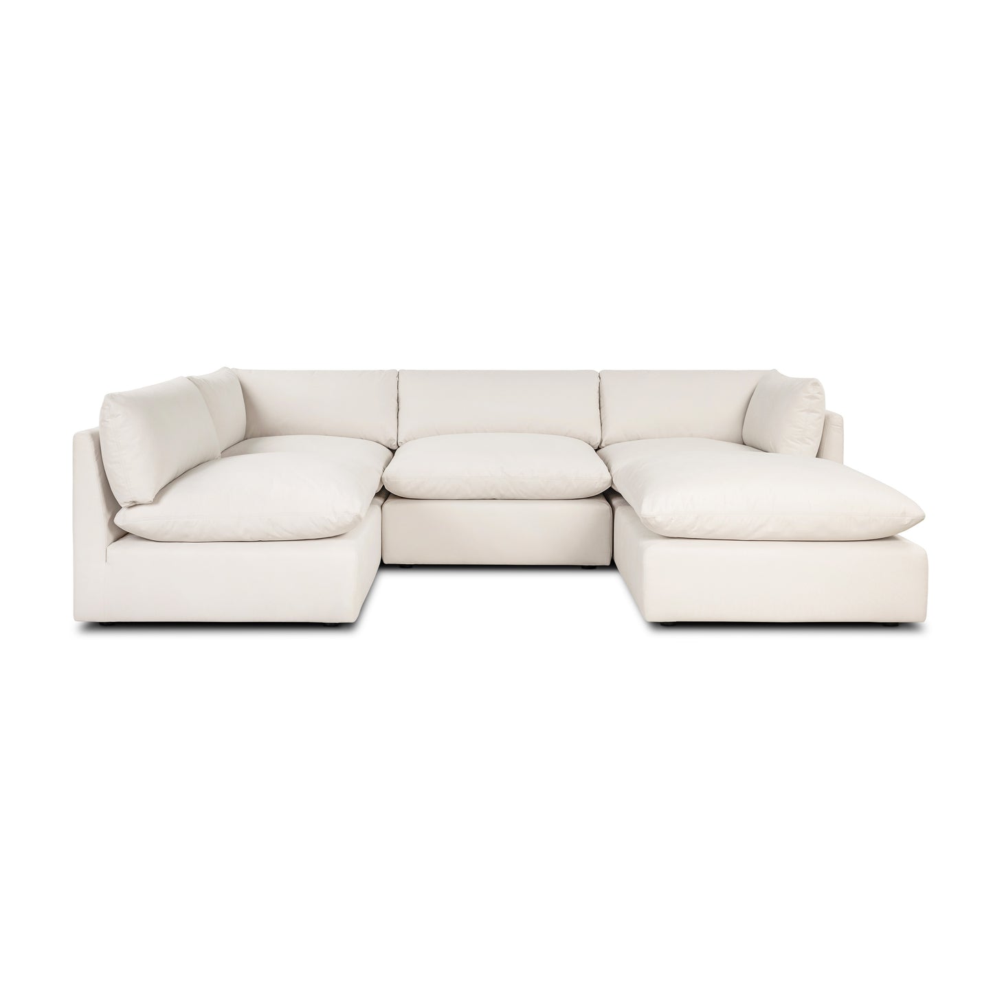 Davos 122" Modular 5-Piece U-Shaped Double Chaise Sectional | Linen White