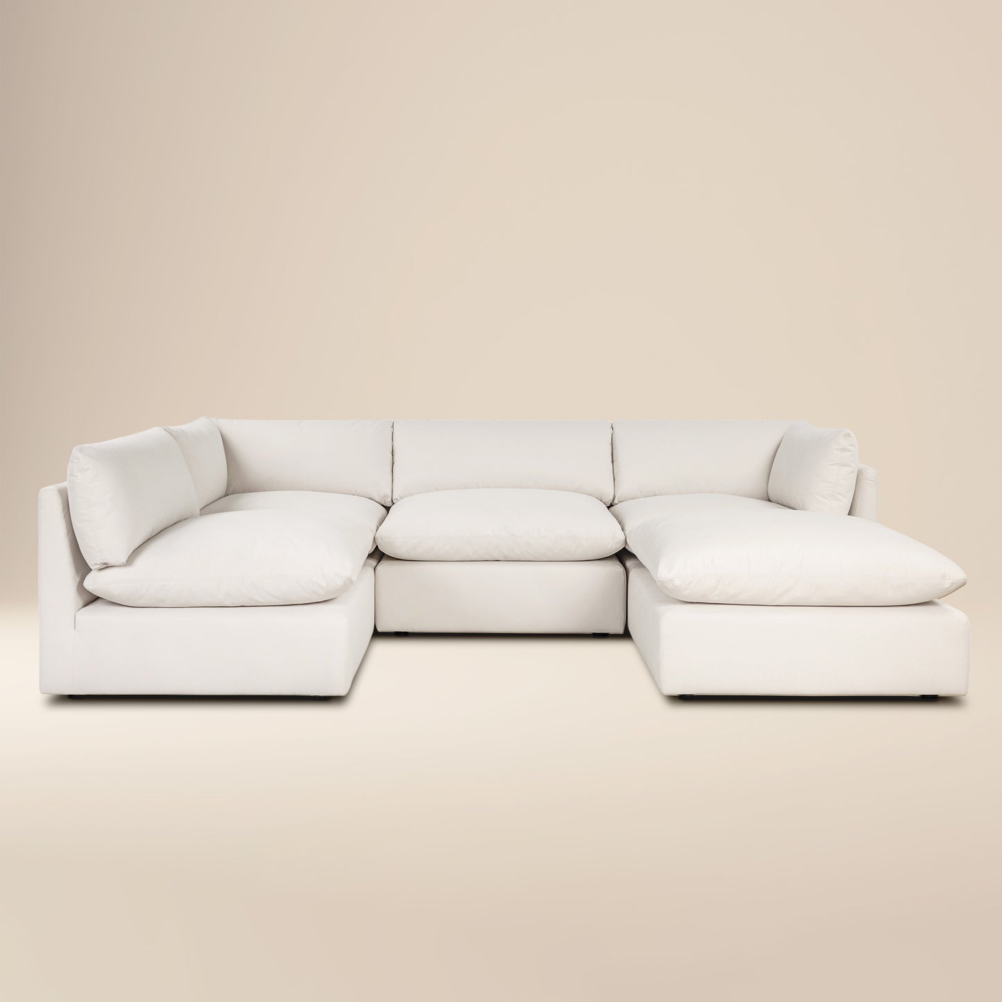 Davos 122" Modular 5-Piece U-Shaped Double Chaise Sectional | Linen White
