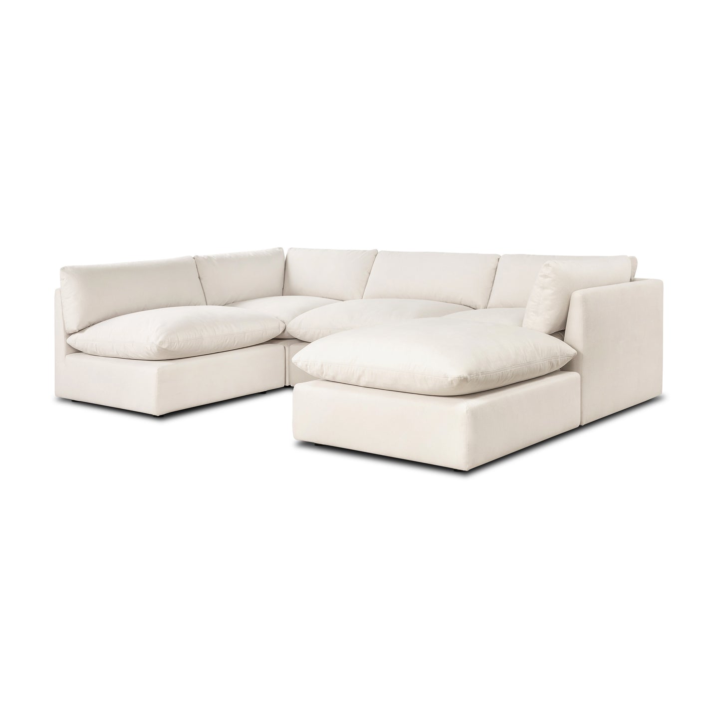 Davos 122" Modular 5-Piece U-Shaped Double Chaise Sectional | Linen White