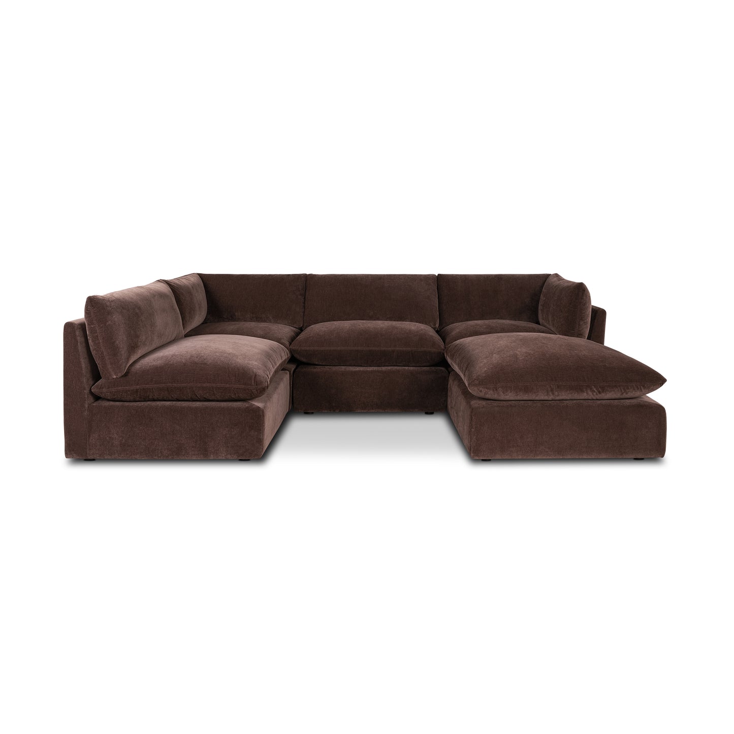 Davos 122" Modular 5-Piece U-Shaped Double Chaise Sectional | Sable Brown