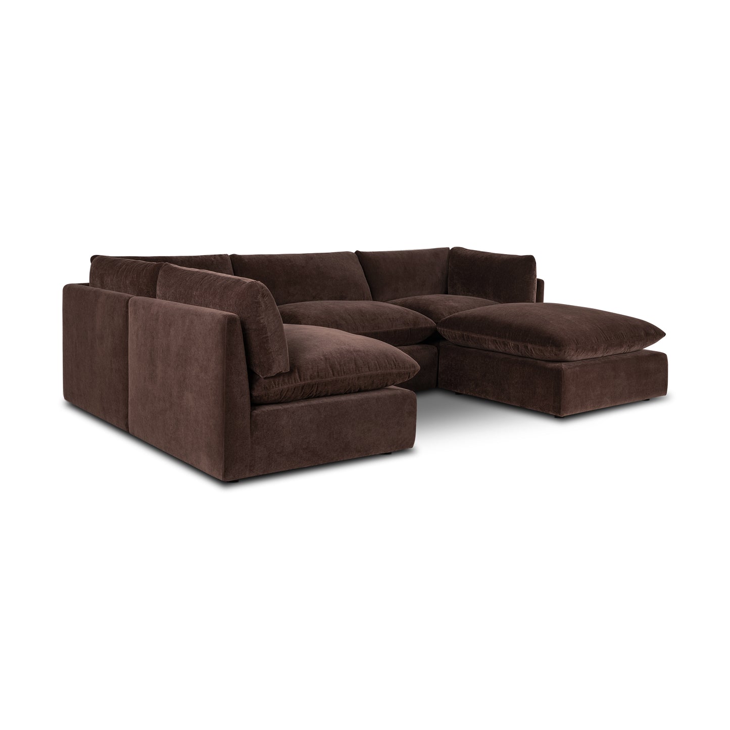 Davos 122" Modular 5-Piece U-Shaped Double Chaise Sectional | Sable Brown