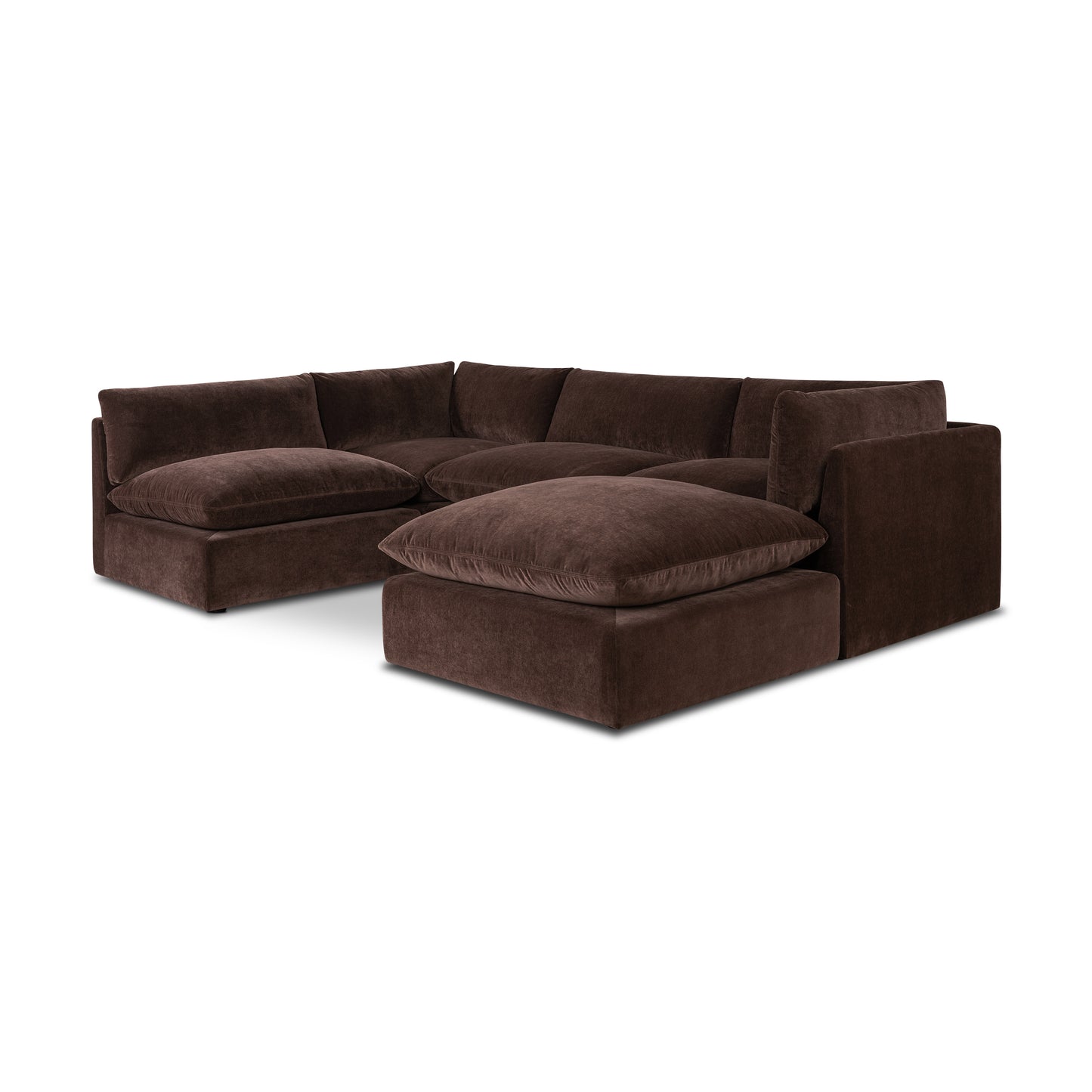 Davos 122" Modular 5-Piece U-Shaped Double Chaise Sectional | Sable Brown
