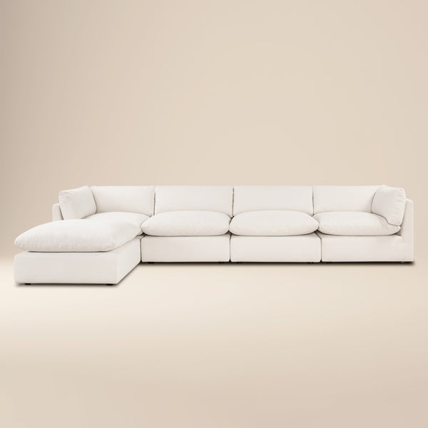 Davos 162" Modular 5-Piece L-Shaped Sectional with Reversible Ottoman | Linen White