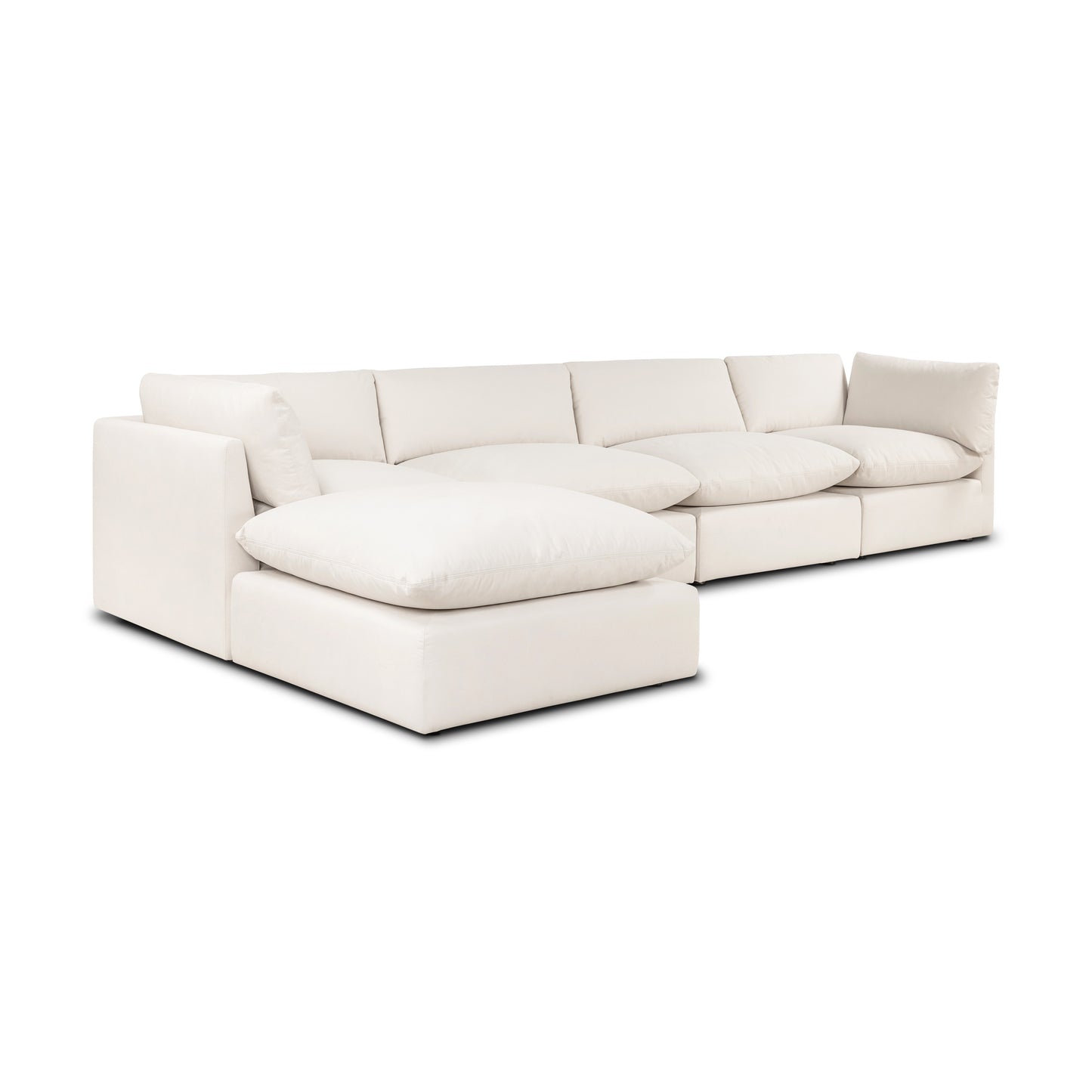 Davos 162" Modular 5-Piece L-Shaped Sectional with Reversible Ottoman | Linen White