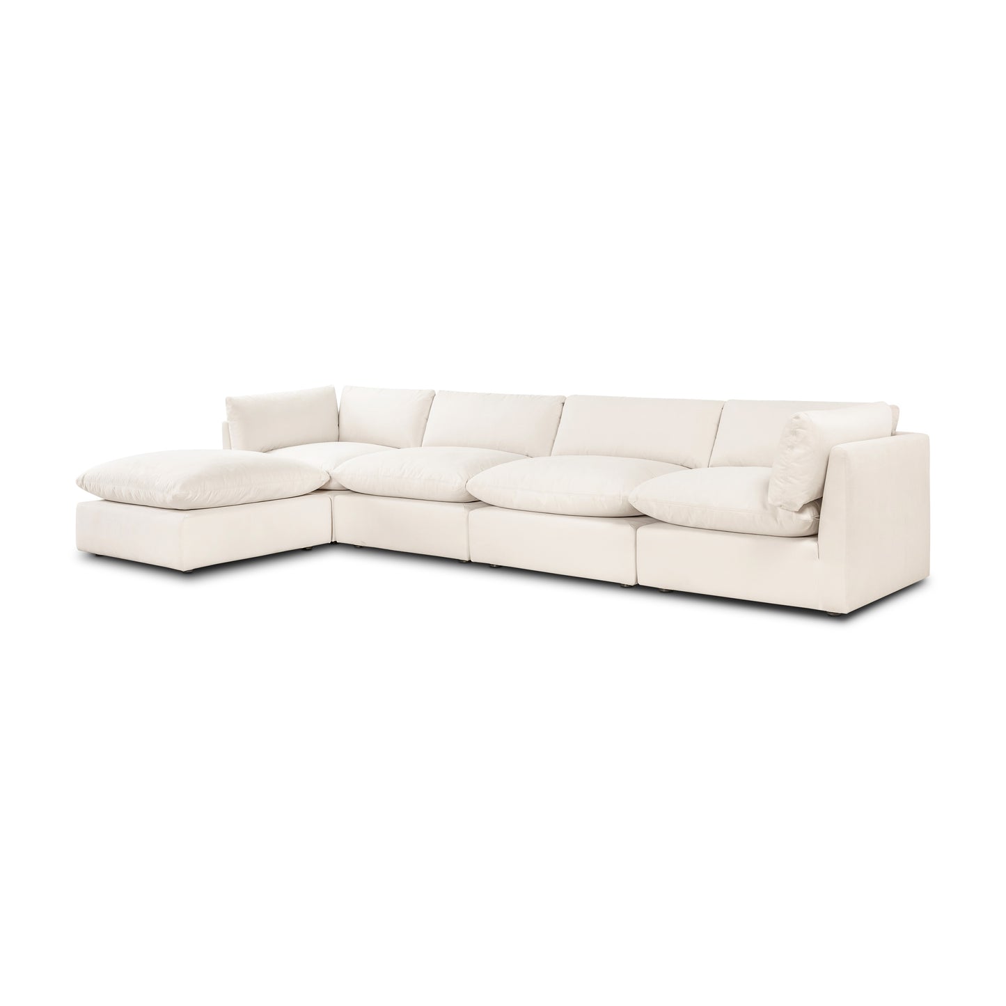 Davos 162" Modular 5-Piece L-Shaped Sectional with Reversible Ottoman | Linen White