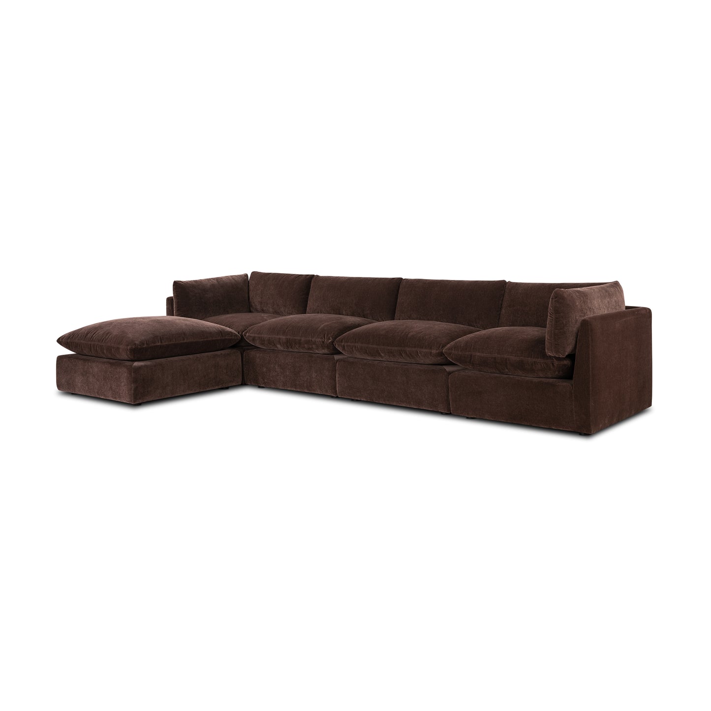Davos 162" Modular 5-Piece L-Shaped Sectional with Reversible Ottoman | Sable Brown