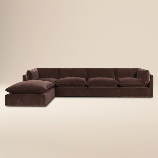 Davos 162" Modular 5-Piece L-Shaped Sectional with Reversible Ottoman | Sable Brown
