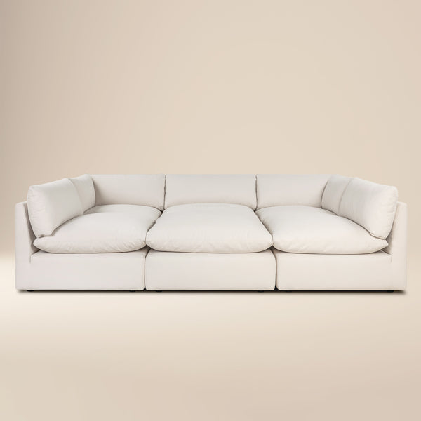 Davos 122" Modular 6-Piece Pit Lounge Sectional | Linen White