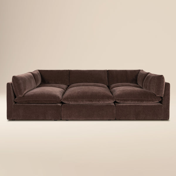 Davos 122" Modular 6-Piece Pit Lounge Sectional | Sable Brown