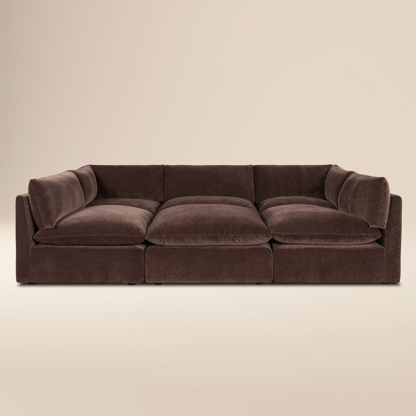 Davos 122" Modular 6-Piece Pit Lounge Sectional | Sable Brown