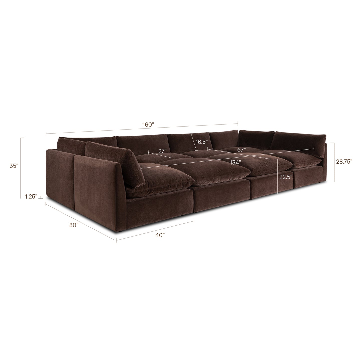 Davos 162" Modular 8-Piece Pit Lounge Sectional | Sable Brown