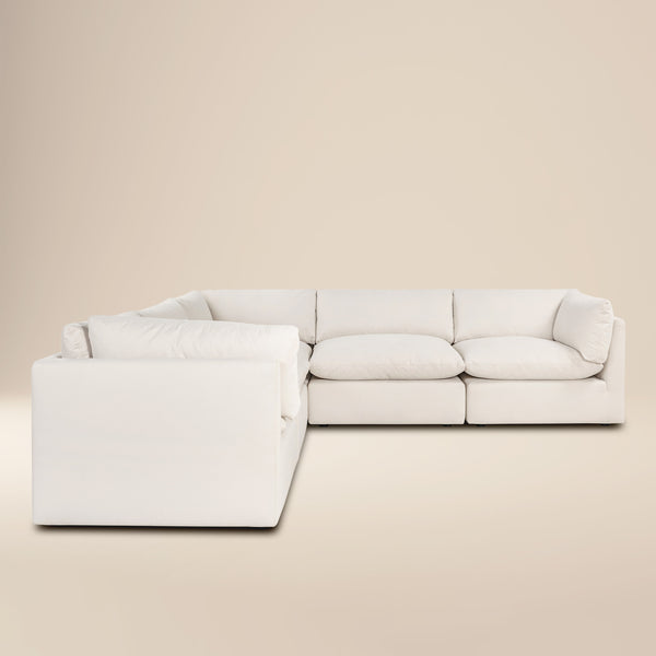 Davos 122" Modular 5-Piece L-Shaped Corner Sectional | Linen White