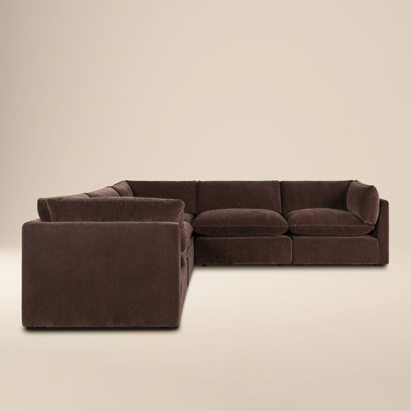 Davos 122" Modular 5-Piece L-Shaped Corner Sectional | Sable Brown